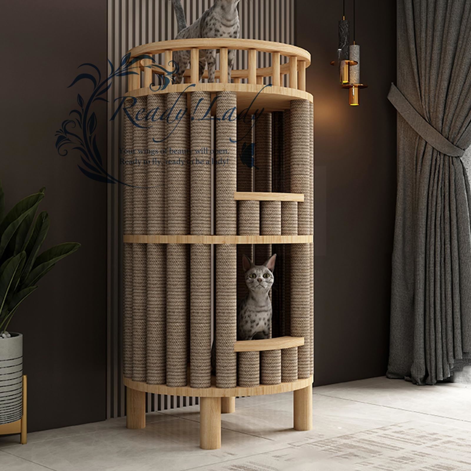 猫 ケージ ゲージ 小型 キャットケージ 2段 3段 木製フレーム 天然無垢材 キャットハウス おしゃれ 猫のケージ 猫の別荘 室内飼い 留守番 室内用 ネコケージ 組み立て簡単 45 x 101 cm