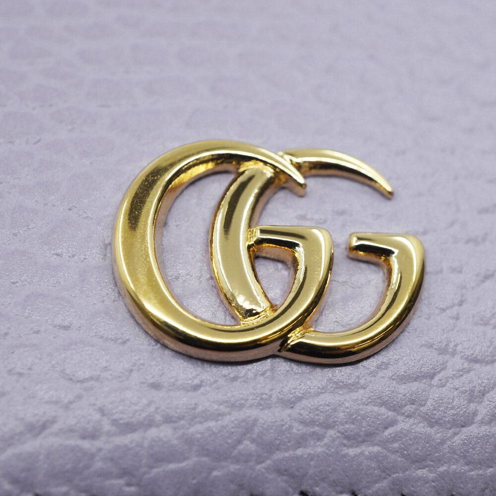 栄】グッチ 739525 ダブルG バイカラー レザー カードケース パープル