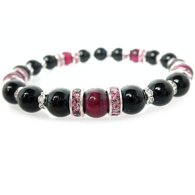 ピンクタイガーアイ＆ブラックオニキスブレスレット セット Pink Tigre s eye Black Onyx パワーストーン ブレスレット 天然石