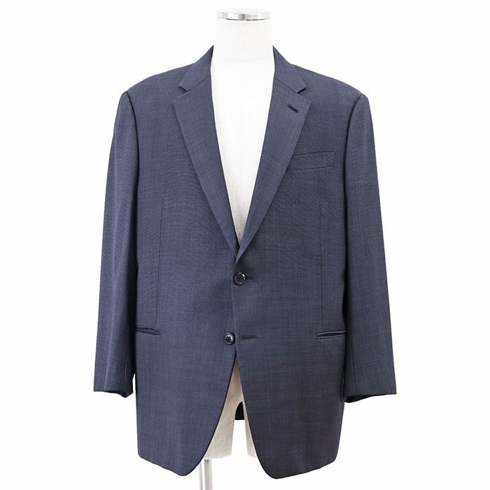 ARMANI アルマーニ コレッツォーニ スーツ セットアップ G LINE テーラード マイクロドットパターン 2 B 背抜き バージンウール ジャケット スラックス メンズ サイズ 56 R ネイビー 紺 イタリア製