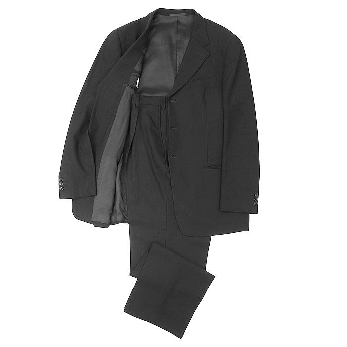ARMANI アルマーニ コレッツォーニ スーツ ジャケット スラックス テーラード 2 B ノッチドラペル テーパードシルエット ウール セットアップ メンズ サイズ 52 R ブラック 黒 無地 イタリア製