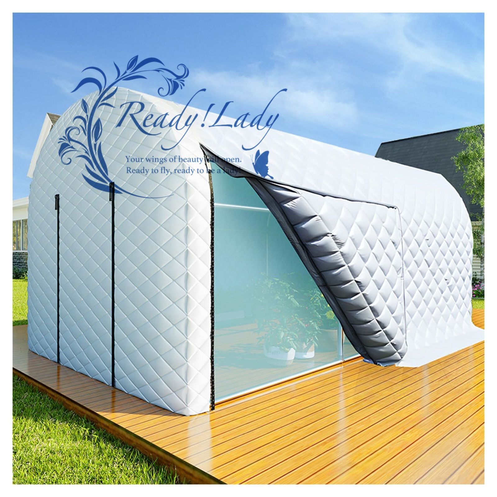 温室 ビニールハウス 大型 家庭用 ビニール温室 厚手の布団 ガーデンハウス 車 自転車 サイクル フラワースタンド グリーン スチールフレーム ロールアップジッパードアと窓付き 台風対策 雨雪対策 防寒 菜園農業 キルト ×2 m