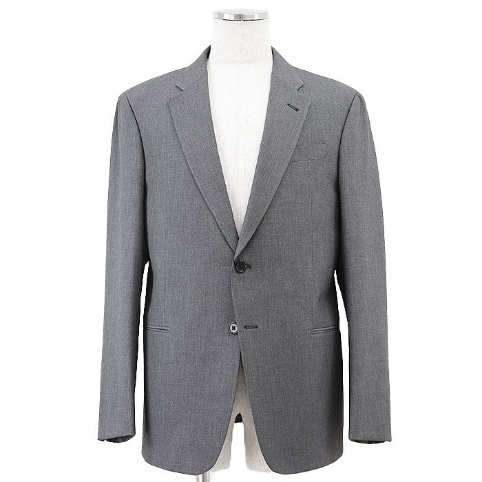 Emporio Armani エンポリオ アルマーニ スーツ 2018年製 G LINE ジャケット スラックス ストレッチ 2 B テーラード ノッチドラペル テーパードシルエット セットアップ タグ ボタン付属 メンズ 48 グレー ボスニア製