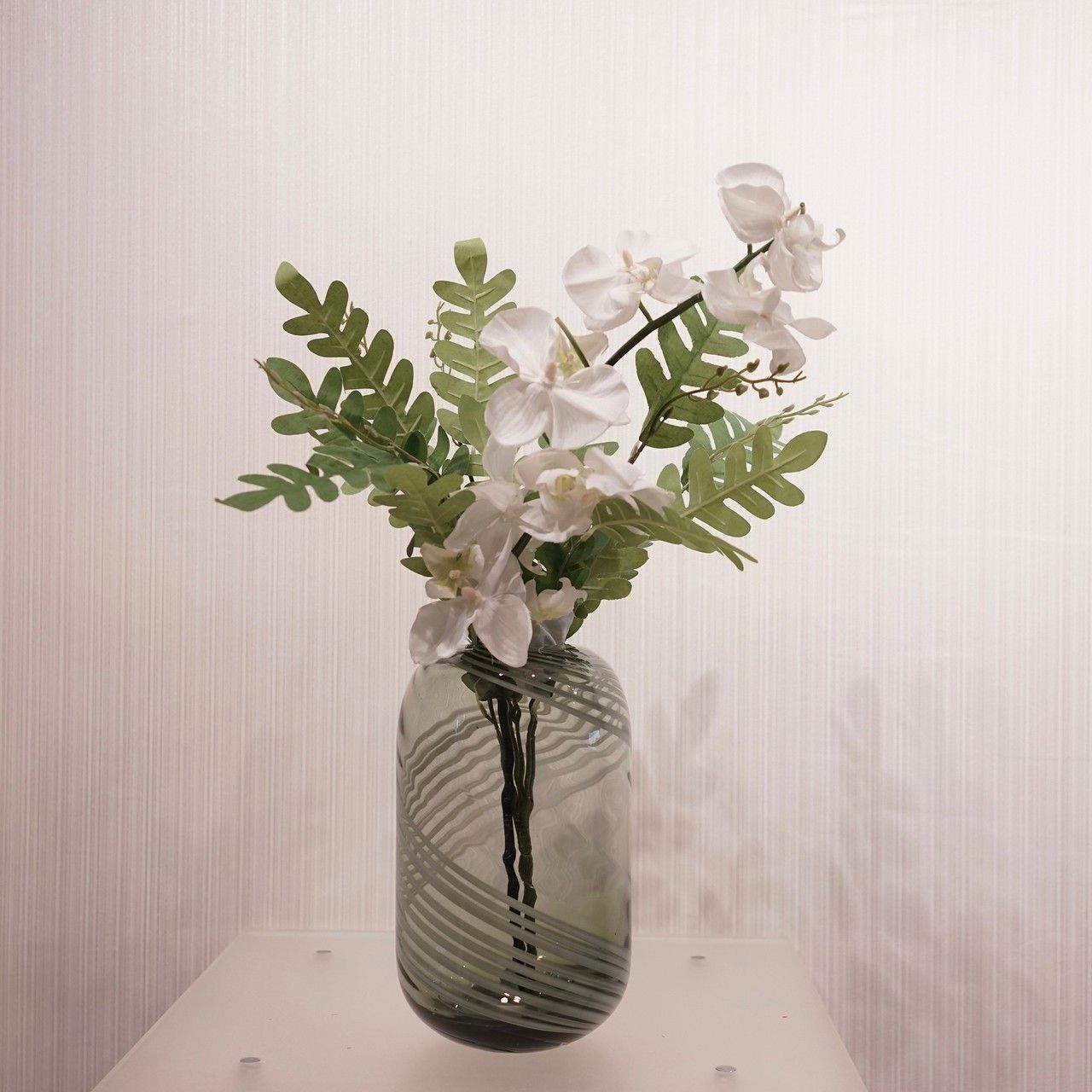 フラワーベース ガラス 造花付き 花瓶 花器 オブジェ 小物 雑貨