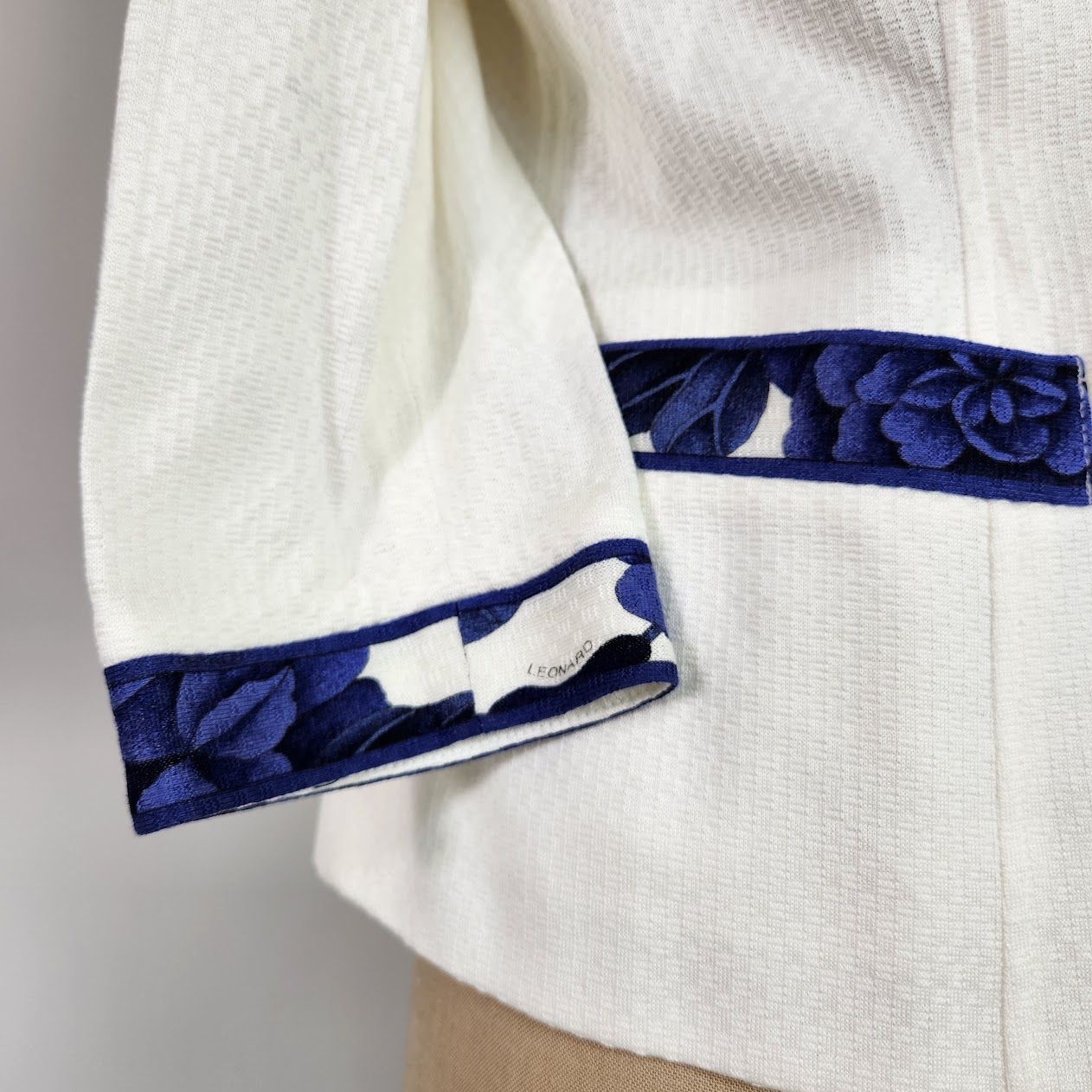 LEONARD レオナール ジャケット 11AR ホワイト 花柄トリム 日本製