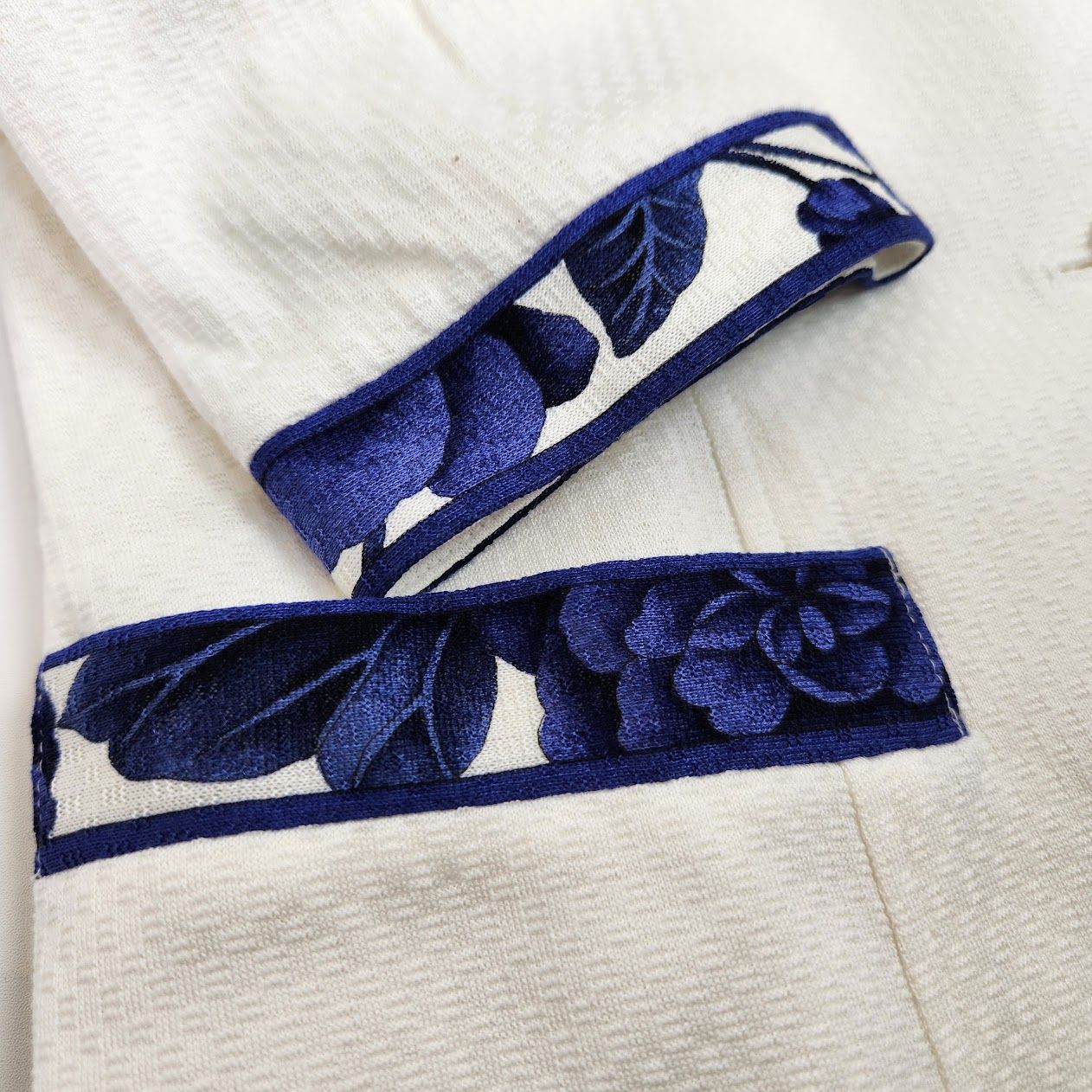 LEONARD レオナール ジャケット 11AR ホワイト 花柄トリム 日本製