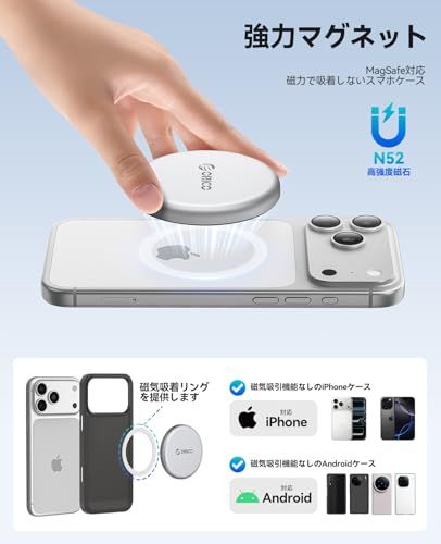 ORICO 512 GB MagSafe対応 円形超軽薄型 SSD 外付け 20 Gbps高速転送 8.5 mm 薄アルミ合金ボディ iPhone 17|16|15 Pro Max用 4 K 120 Hz ProRes HDR記録 保存 マグネット式 ポータブルSSD -s