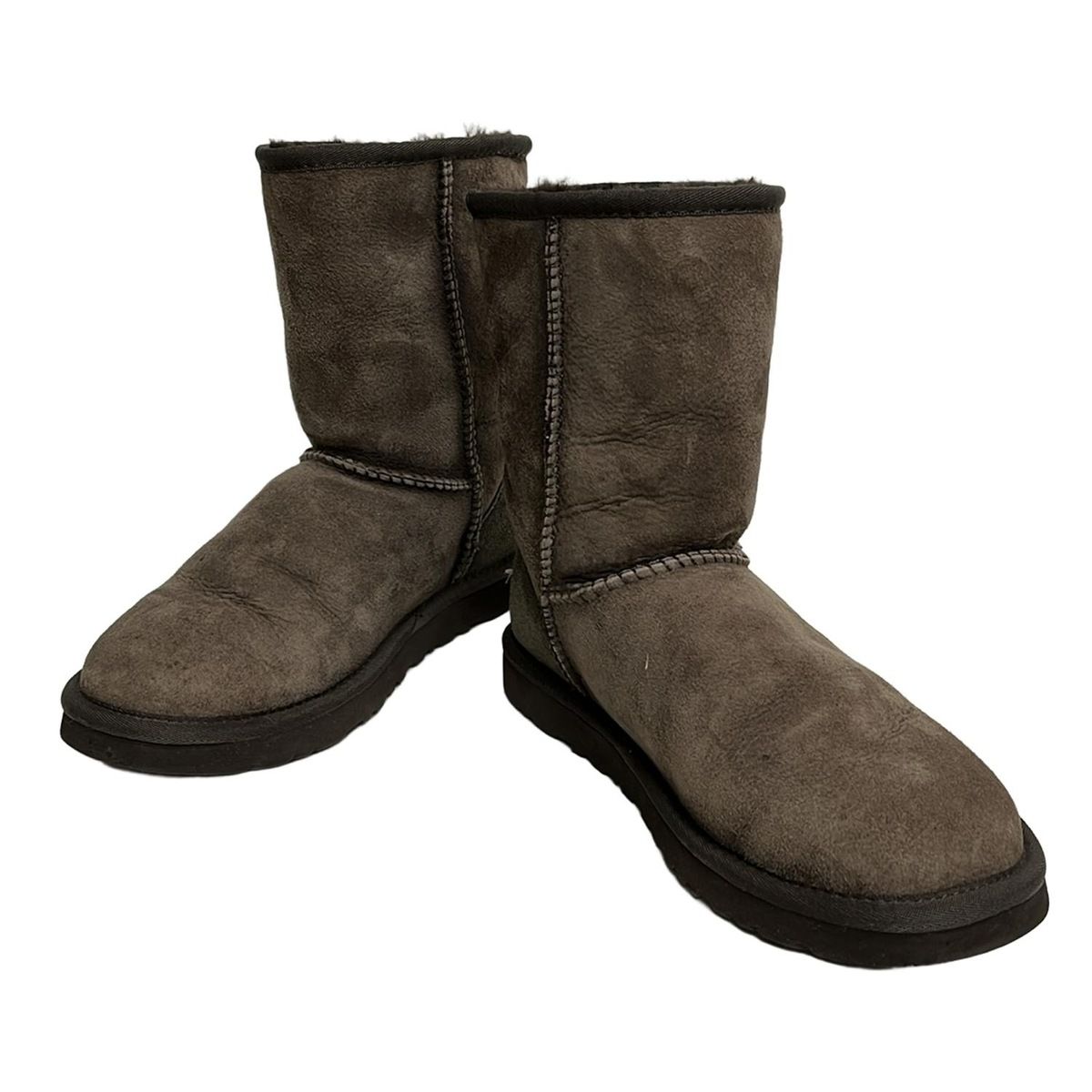 UGG アグ ショートブーツ 24 レディース クラシックショート 5825 ダークブラウン×ダークグレー ムートン