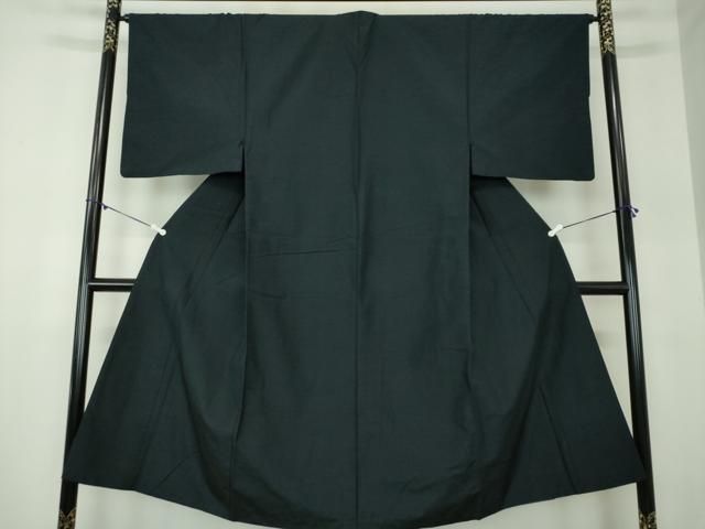 平和屋着物 男性 紬 アンサンブル 長羽織 黒地 正絹 ps