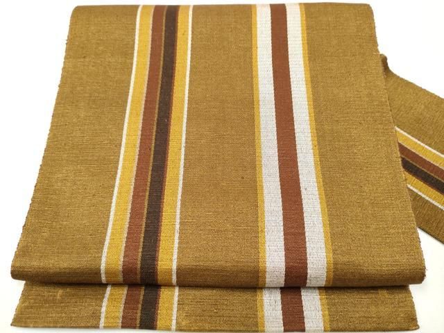 平和屋着物●本場黄八丈　紬　八寸名古屋帯　間道　正絹　逸品　CABB0614hy 平和屋着物○本場黄八丈 紬 八寸名古屋帯 間道 正絹 逸品 CABB0614hy