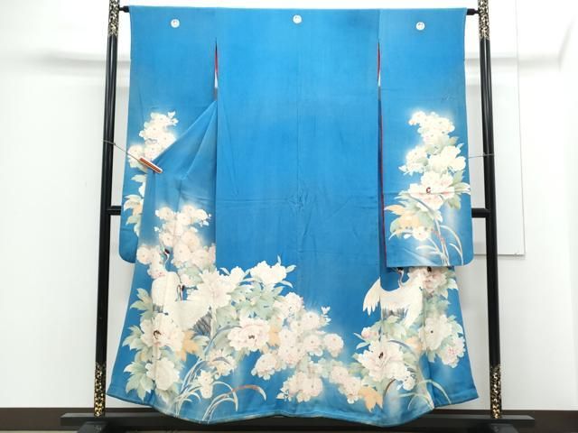 平和屋着物 アンティーク 大正ロマン 中国三大刺繍 相良刺繍 総刺繍 豪華振袖 鶴 草花文 暈し染め 正絹 th