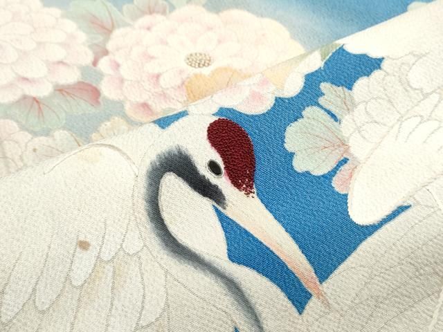  平和屋着物 アンティーク 大正ロマン 中国三大刺繍 相良刺繍 総刺繍 豪華振袖 鶴 草花文 暈し染め 正絹 th その他 着物 浴衣