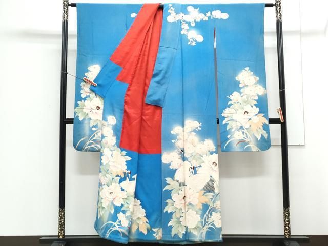 平和屋着物 アンティーク 大正ロマン 中国三大刺繍 相良刺繍 総刺繍 豪華振袖 鶴 草花文 暈し染め 正絹 th