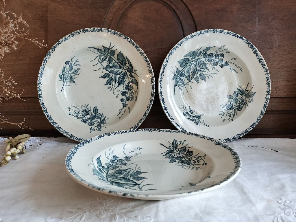 フランス アンティーク 陶器 1900年 絵 深皿 3枚セット - メルカリ