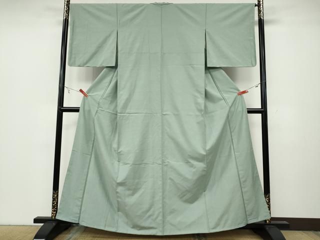 平和屋着物●結城紬 青磁鼠色 正絹 ♥ ut