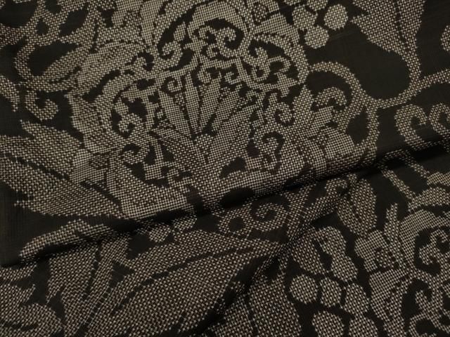 平和屋着物 本場大島紬 7マルキ 葡萄蔦の葉更紗花文 正絹 ut