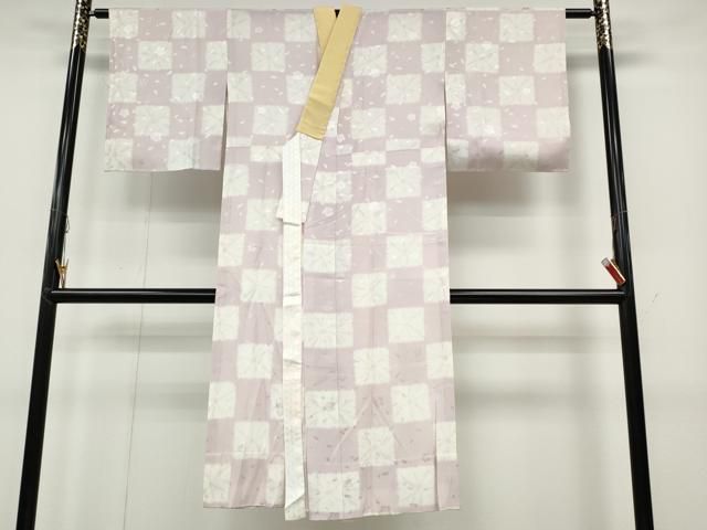 平和屋着物 長襦袢 無双仕立て 作家物 舞花地紋 市松文 正絹 ut