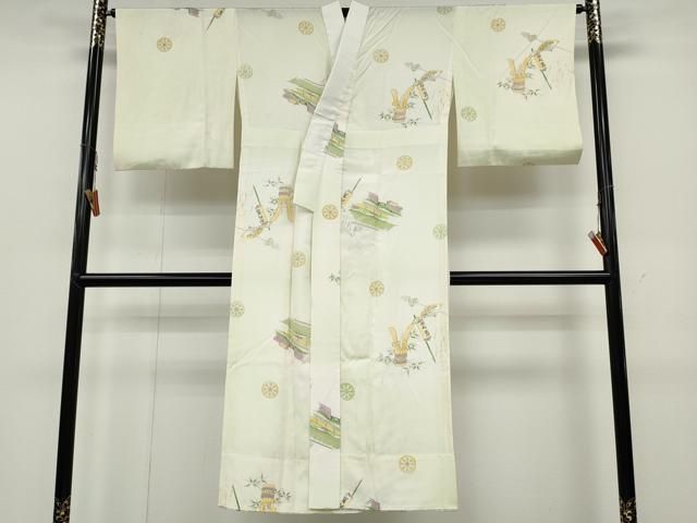 平和屋着物 長襦袢 無双仕立て 器物風景文 正絹 ut
