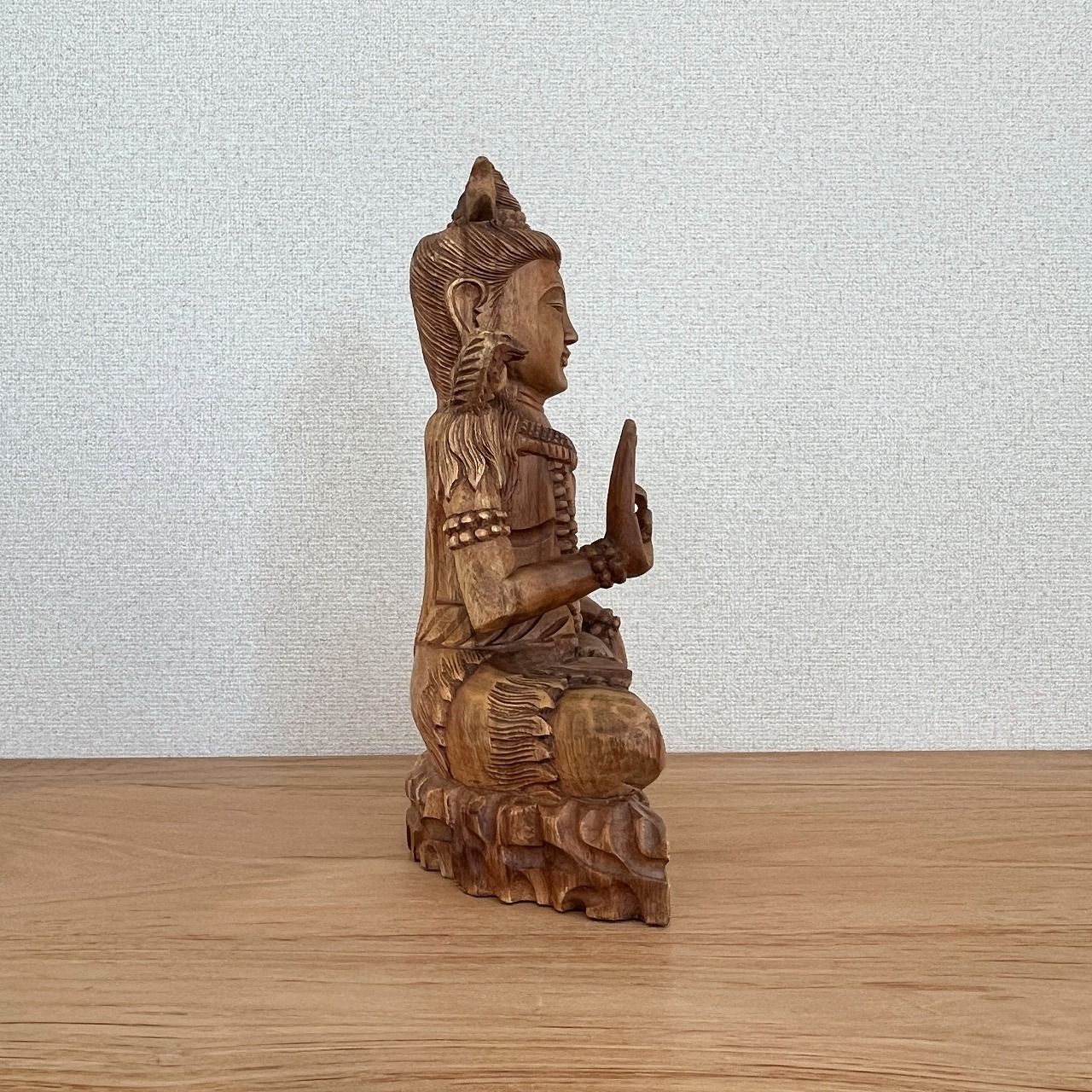 シヴァ神の木彫り 40cm 座像 木製 スワール無垢材 シバ神 オブジェ
