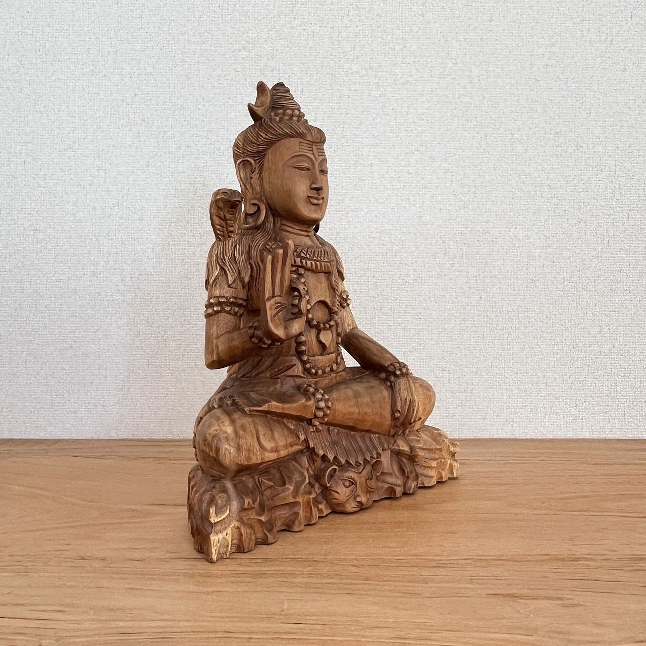 シヴァ神の木彫り 40cm 座像 木製 スワール無垢材 シバ神 オブジェ