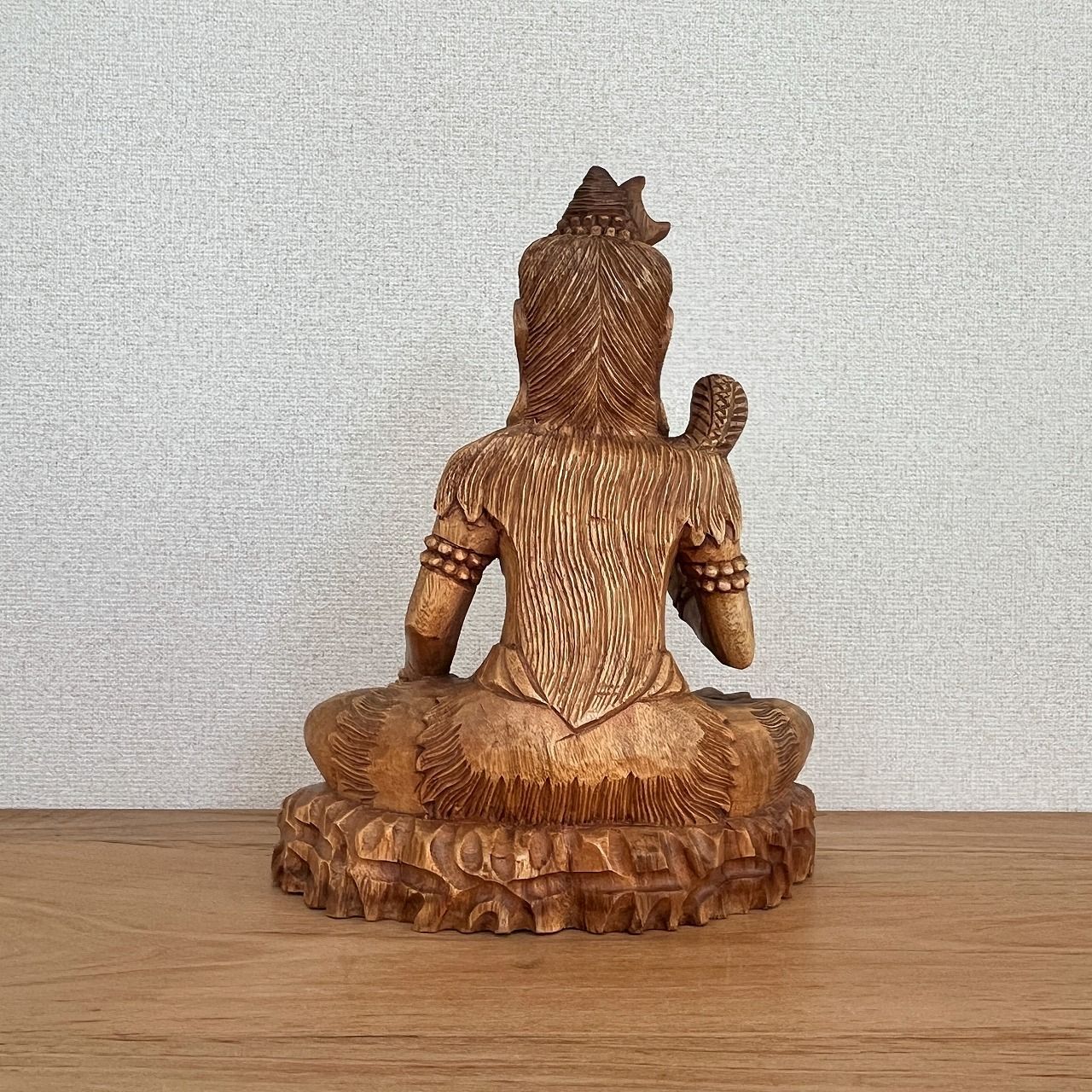 シヴァ神の木彫り 40cm 座像 木製 スワール無垢材 シバ神 オブジェ