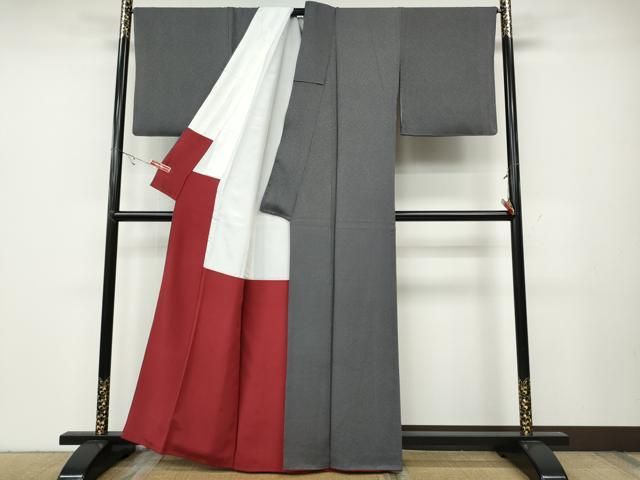  平和屋着物●上質な色無地 霞地紋 正絹 ut 色無地 着物