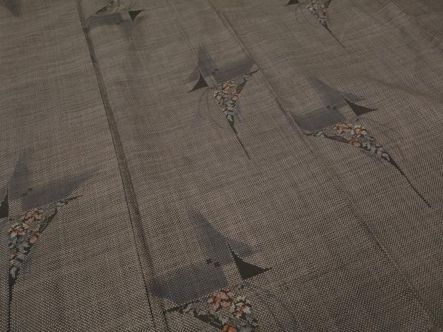  平和屋着物●本場大島紬 7マルキ 泥染め 舞蝶花文 二見屋謹製 証紙付き 正絹 ut 紬 着物