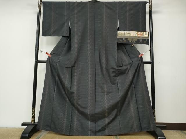 平和屋着物●本場大島紬 草木染 柄模様 大丸織物謹製 証紙付き 正絹 ut