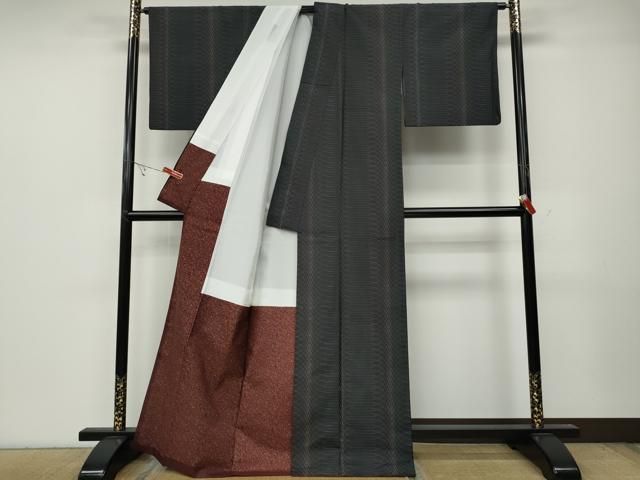  平和屋着物 本場大島紬 草木染 柄模様 大丸織物謹製 証紙付き 正絹 ut 紬 着物