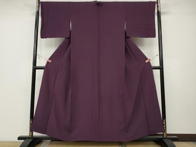 平和屋着物 上質な色無地 蒲萄色 正絹 ut