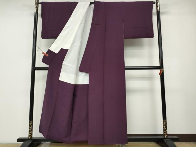 平和屋着物●上質な色無地 蒲萄色