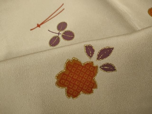  平和屋着物 長襦袢 無双仕立て こぼれ松葉 舞花文 金彩 正絹 ut 長襦袢 長襦袢 半襦袢