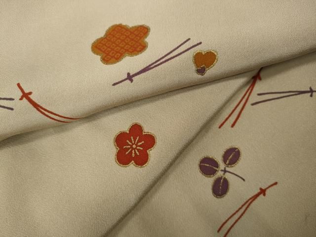 平和屋着物○長襦袢 無双仕立て こぼれ松葉 舞花文 金彩 正絹 逸品