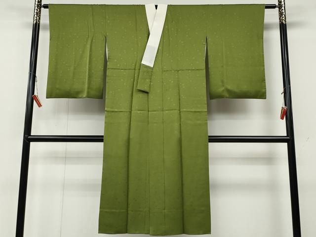 平和屋着物●長襦袢 袷 舞花地紋 青丹色 正絹 ut