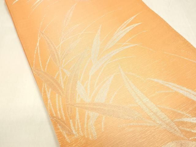 平和屋着物＊夏物 六通柄袋帯 草葉文 銀糸 正絹 逸品 DABA0371cm