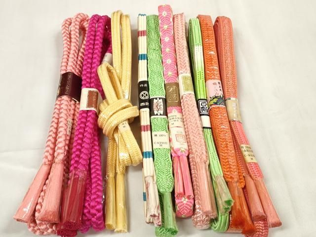 平和屋着物●和装小物 帯締め10本セット 組紐 唐組 金糸 扱い 全て正絹 ♥ zzz