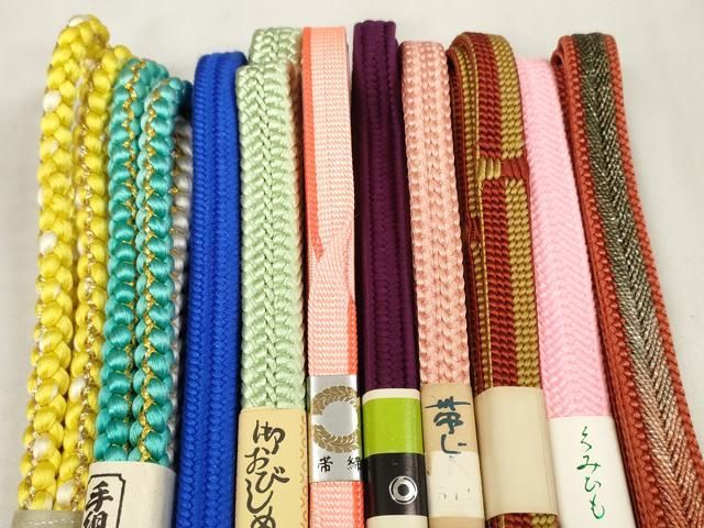 平和屋着物●和装小物 帯締め10本セット 手組紐 組紐 雅流 金糸 全て正絹 ♥ zzz