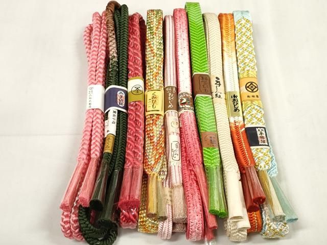 平和屋着物●和装小物　帯締め10本セット　手組紐　笹浪組　金糸　阪急百貨店扱い　松坂屋扱い　全て正絹　逸品　未使用　DABA7007zzz 平和屋着物○和装小物 帯締め10本セット 手組紐 笹浪組 金糸