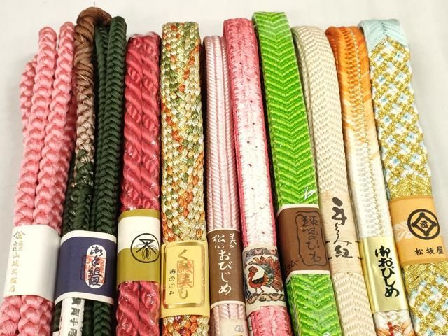 平和屋着物●和装小物 帯締め10本セット 手組紐 笹浪組 金糸 扱い 松坂屋扱い 全て正絹 ♥ zzz