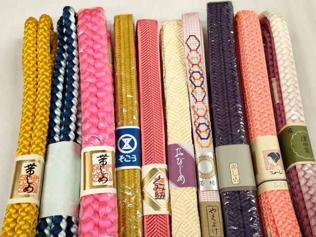 平和屋着物●和装小物 帯締め10本セット 手組紐 組紐 やくよけ 扱い 全て正絹 ♥ zzz