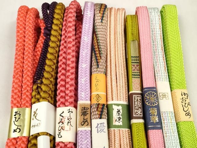 平和屋着物 和装小物 帯締め10本セット 手組紐 組紐 冠組 茶染 金糸 全て正絹 zzz