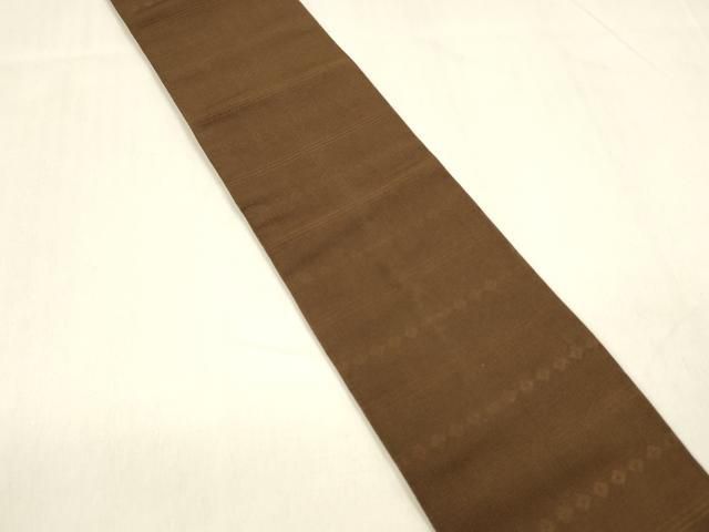 平和屋着物 男性 本場筑前博多織 角帯 横段文 焦茶色 正絹 cm