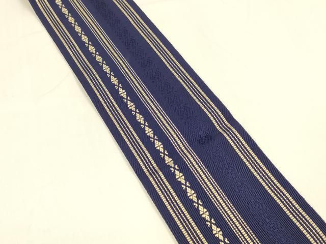 平和屋着物 男性 本場筑前博多織 両面 角帯 献上 格子 正絹 cm