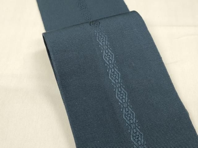 平和屋着物●男性　本場筑前博多織　角帯　献上　青藍色　正絹　逸品　DABA0394cm 平和屋着物○男性 本場筑前博多織 角帯 献上 青藍色 正絹 逸品