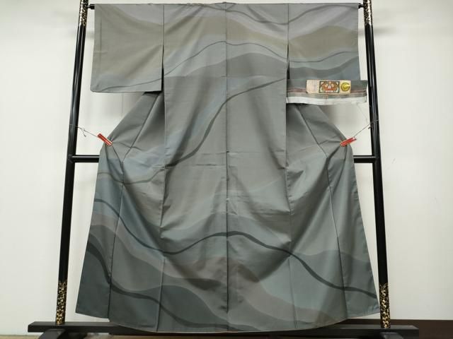 平和屋着物●訪問着　本場縞大島紬　霞文　株式会社　大山謹製　証紙付き　正絹　逸品　CABA8297ut 平和屋着物○訪問着 本場縞大島紬 霞文 株式会社 大山謹製 証紙付き