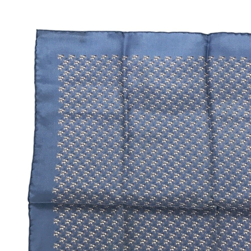 HERMES エルメス プチカレ シルク スカーフ 馬 騎手 ブルー系