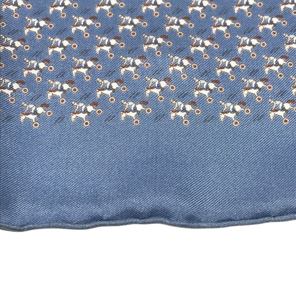 HERMES エルメス プチカレ シルク スカーフ 馬 騎手 ブルー系