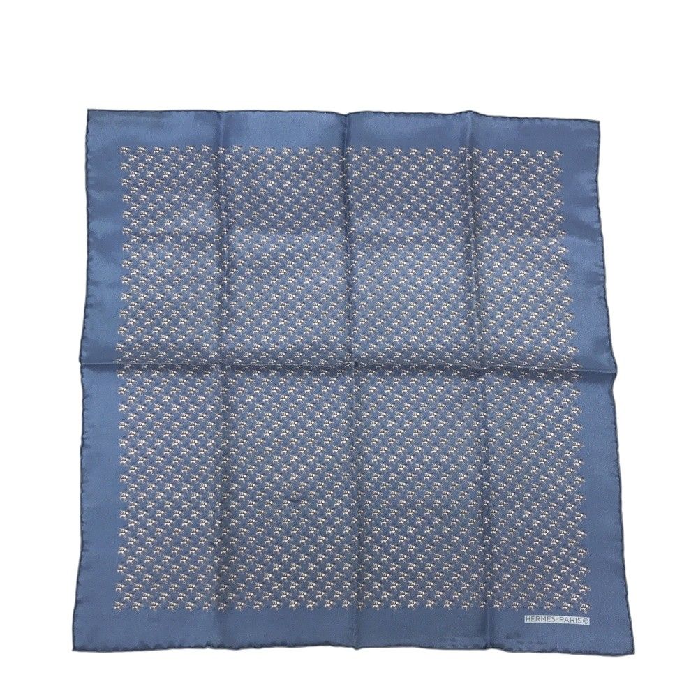 HERMES エルメス プチカレ シルク スカーフ 馬 騎手 ブルー系