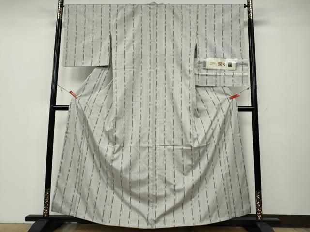 平和屋着物●ぜんまい紬 白鷹山ぜんまい糸 縞 証紙付き 正絹 ut