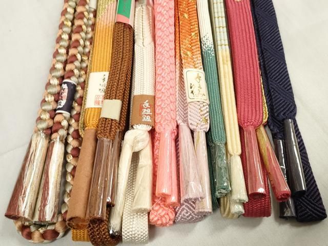 平和屋着物●和装小物　帯締め10本セット　手組紐　組紐　高麗組　笹浪組　金糸　西武百貨店扱い　全て正絹　逸品　未使用　DABA7065zzz 平和屋着物○和装小物 帯締め10本セット 手組紐 組紐 高麗組 笹